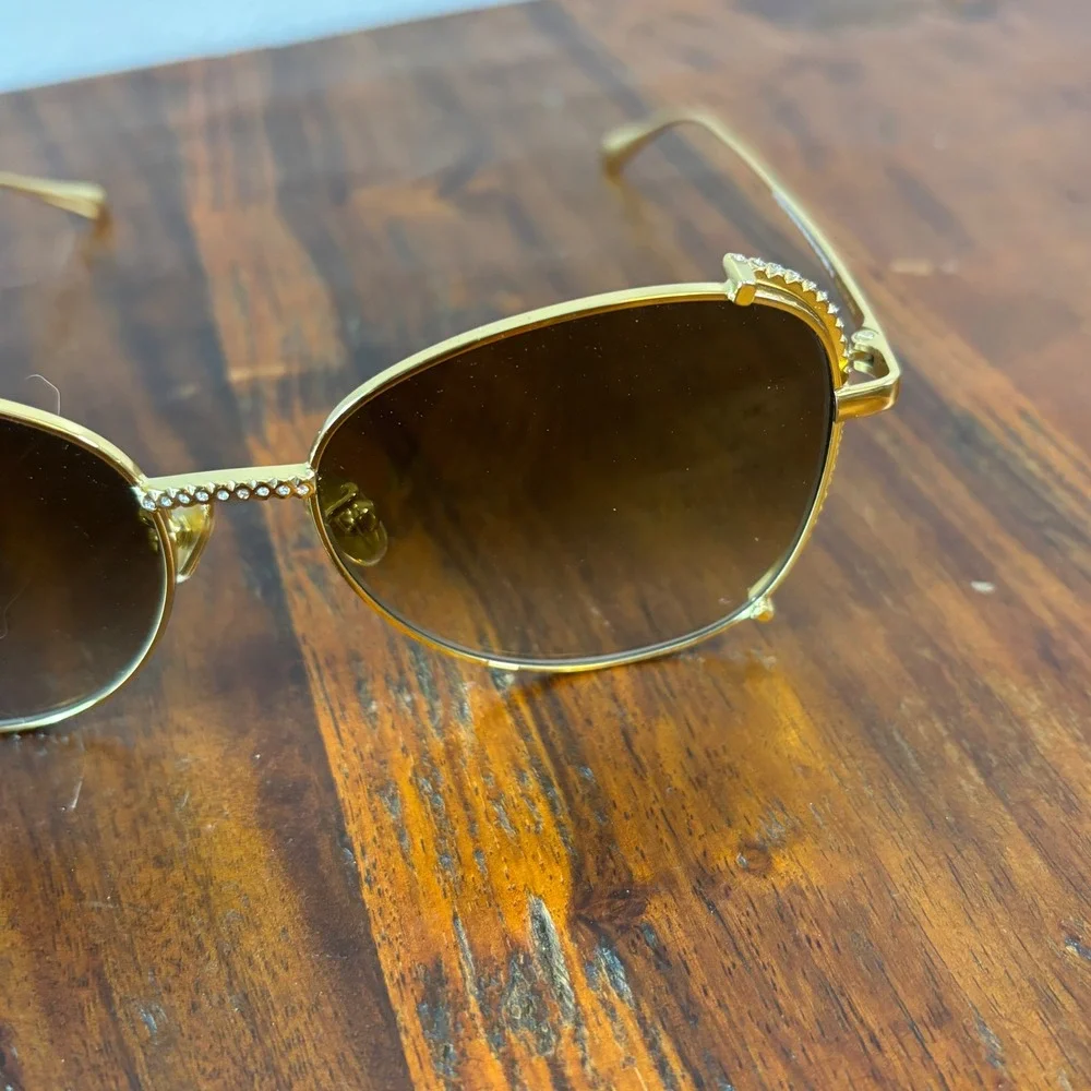 Charles & Keith Gold Butterfly Swarovski Crystal Sunglasses CK3-71280532 Brown‎